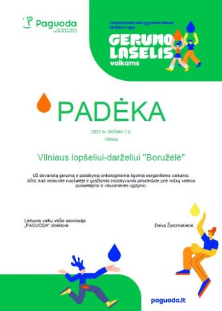 Projektas - Gerumo lašelis vaikams