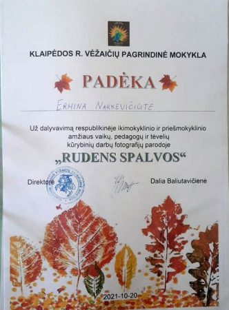 Padėka - projektas - Rudens spalvos