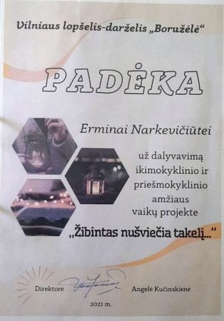 Padėka - projektas - Žibintas nušviečia takelį 2