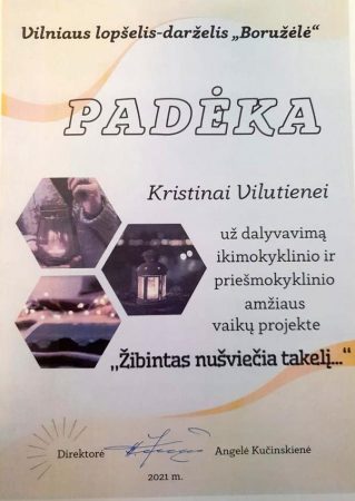 Padėka - projektas - Žibintas nušviečia takelį