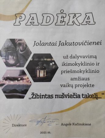 Padėka - projektas - Žibintas nušviečia takelį 4