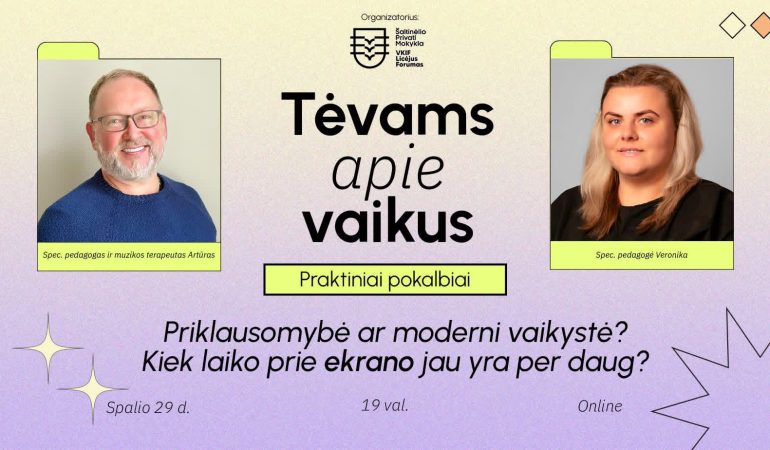 Nemokamas nuotolinis susitikimas tėvams „Tėvams apie vaikus“